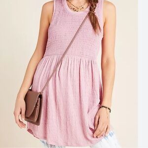 Anthropologie Riley Mauve Pink Crinkle Soft Tunic Top, XL